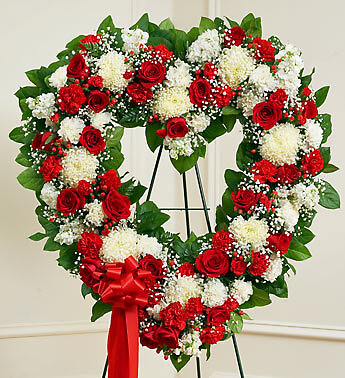 Always Remember Red &amp;amp; White Floral Heart Tribute
