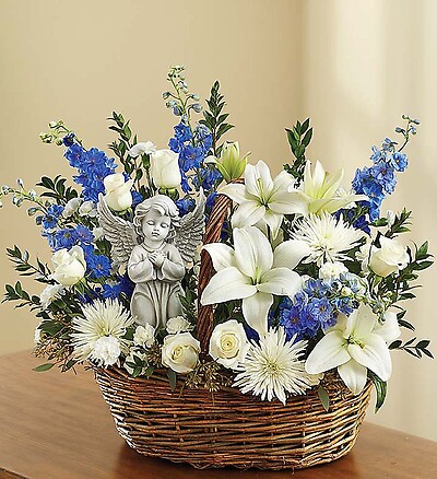 Heavenly Angel&amp;trade; Blue and White Basket