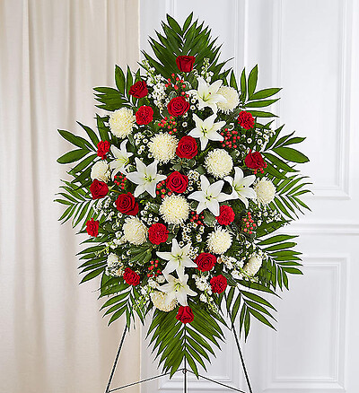 Red &amp;amp; White Sympathy Standing Spray