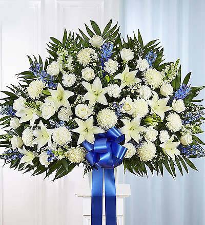 Heartfelt Sympathies&amp;trade; Standing Basket- Blue &amp;amp; White