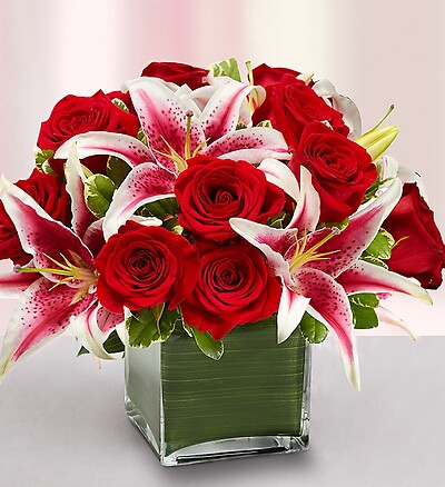 Modern Embrace™ Red Rose and Lily Cube