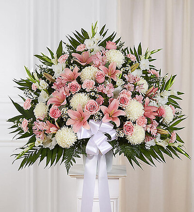 Heartfelt Sympathies&amp;trade; Standing Basket- Pink &amp;amp; White