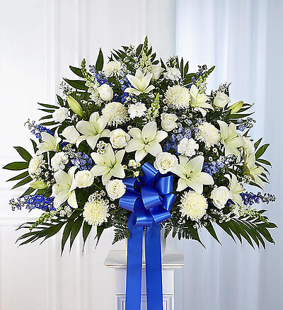 Heartfelt Sympathies&amp;trade; Standing Basket- Blue &amp;amp; White