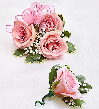 Pink Rose Corsage &amp; Boutonniere