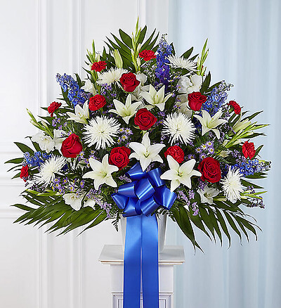 Heartfelt Sympathies&amp;trade; Standing Basket- Red, White &amp;amp; Bl