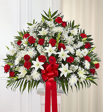 Heartfelt Sympathies&amp;trade; Standing Basket- Red &amp;amp; White